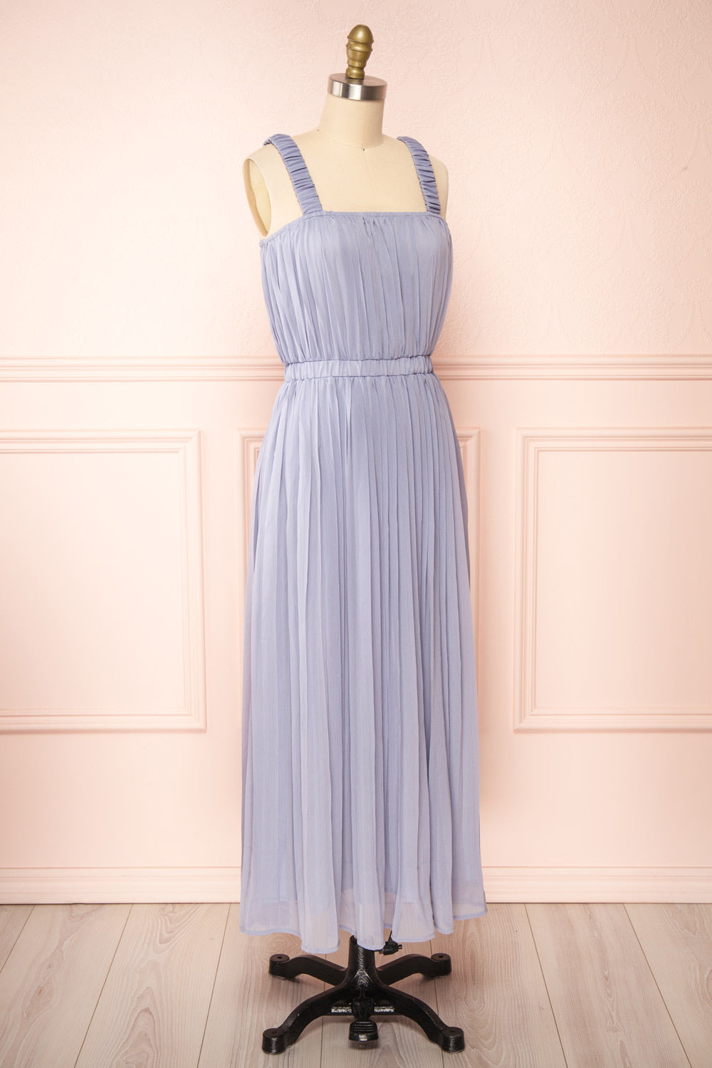 Inari Blue Pleated Midi Dress | Boutique 1861side view