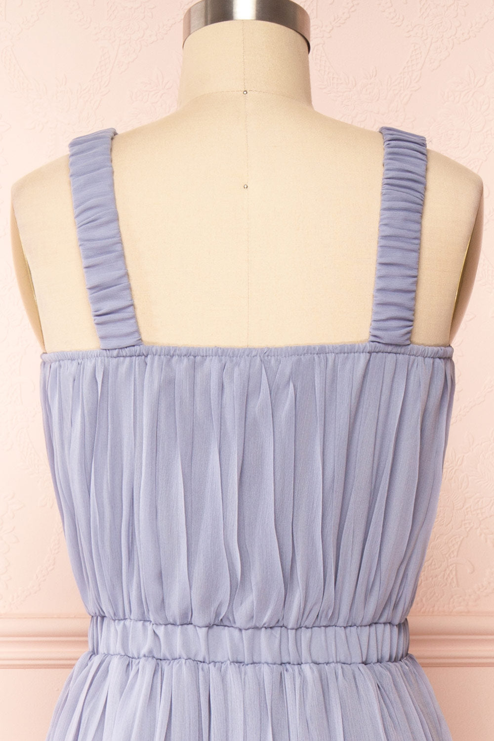 Inari Blue Pleated Midi Dress | Boutique 1861 back close up