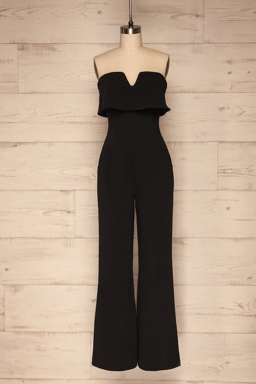 Inoke Black Ruffled Bustier Jumpsuit | La Petite Garçonne