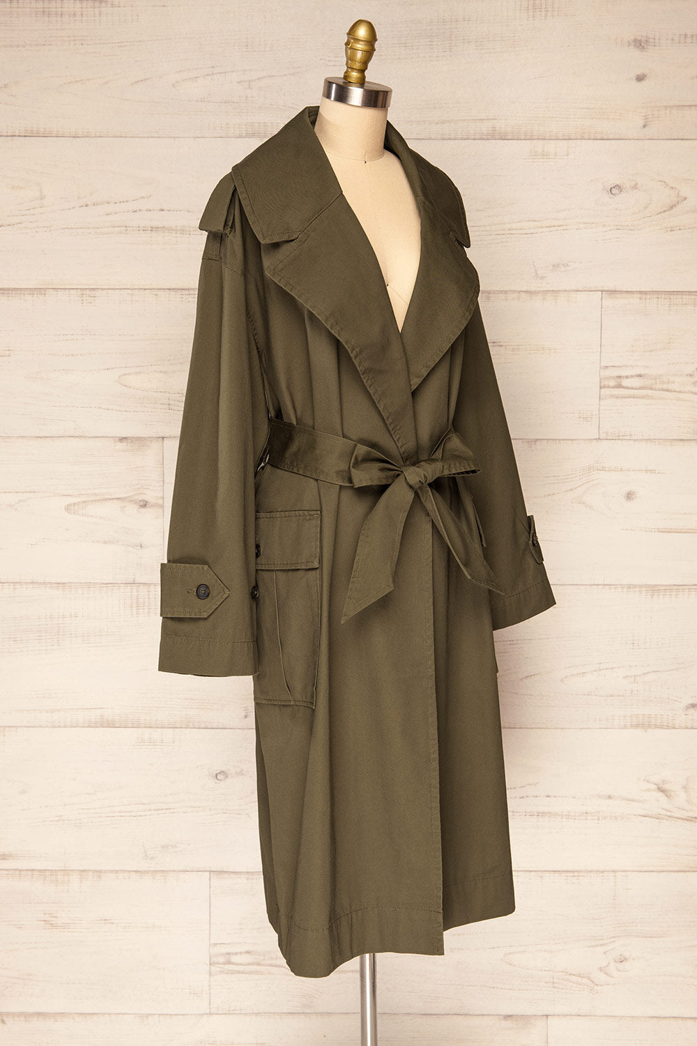 Inverasdale Khaki Oversized Trench Coat | La petite garçonne side view
