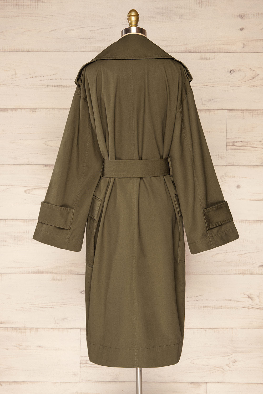 Inverasdale Khaki Oversized Trench Coat | La petite garçonne back view