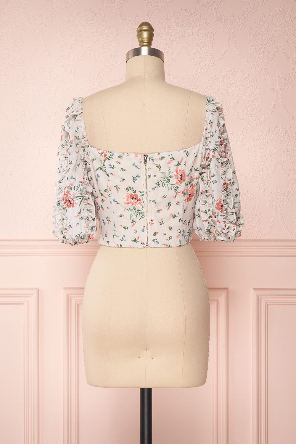 Irdite Taupe Floral Chiffon Wrap Crop Top | Boutique 1861 5