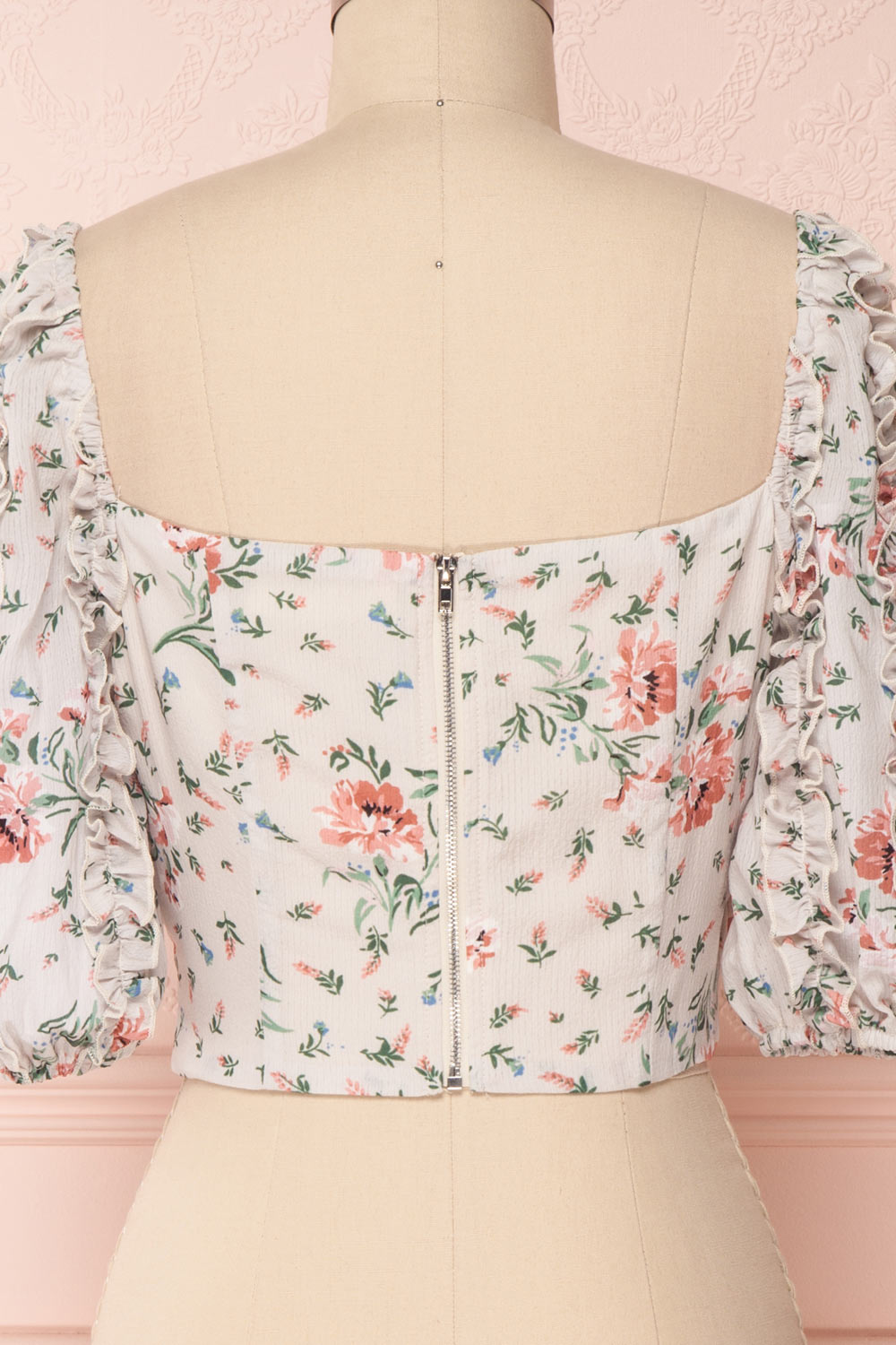 Irdite Taupe Floral Chiffon Wrap Crop Top | Boutique 1861 6