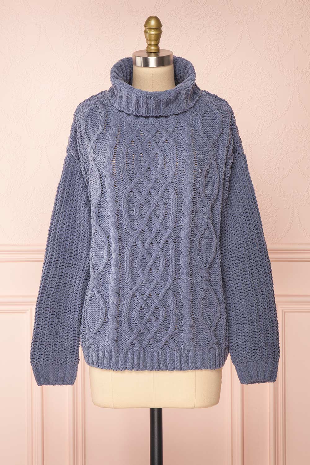 Irma Blue Turtleneck Knit Sweater | La petite garçonne