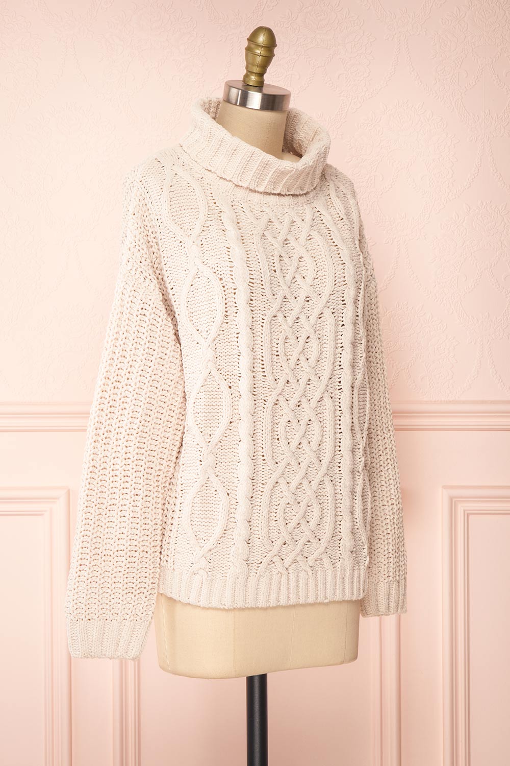 Irma Ivory Turtleneck Knit Sweater | La petite garçonne side view
