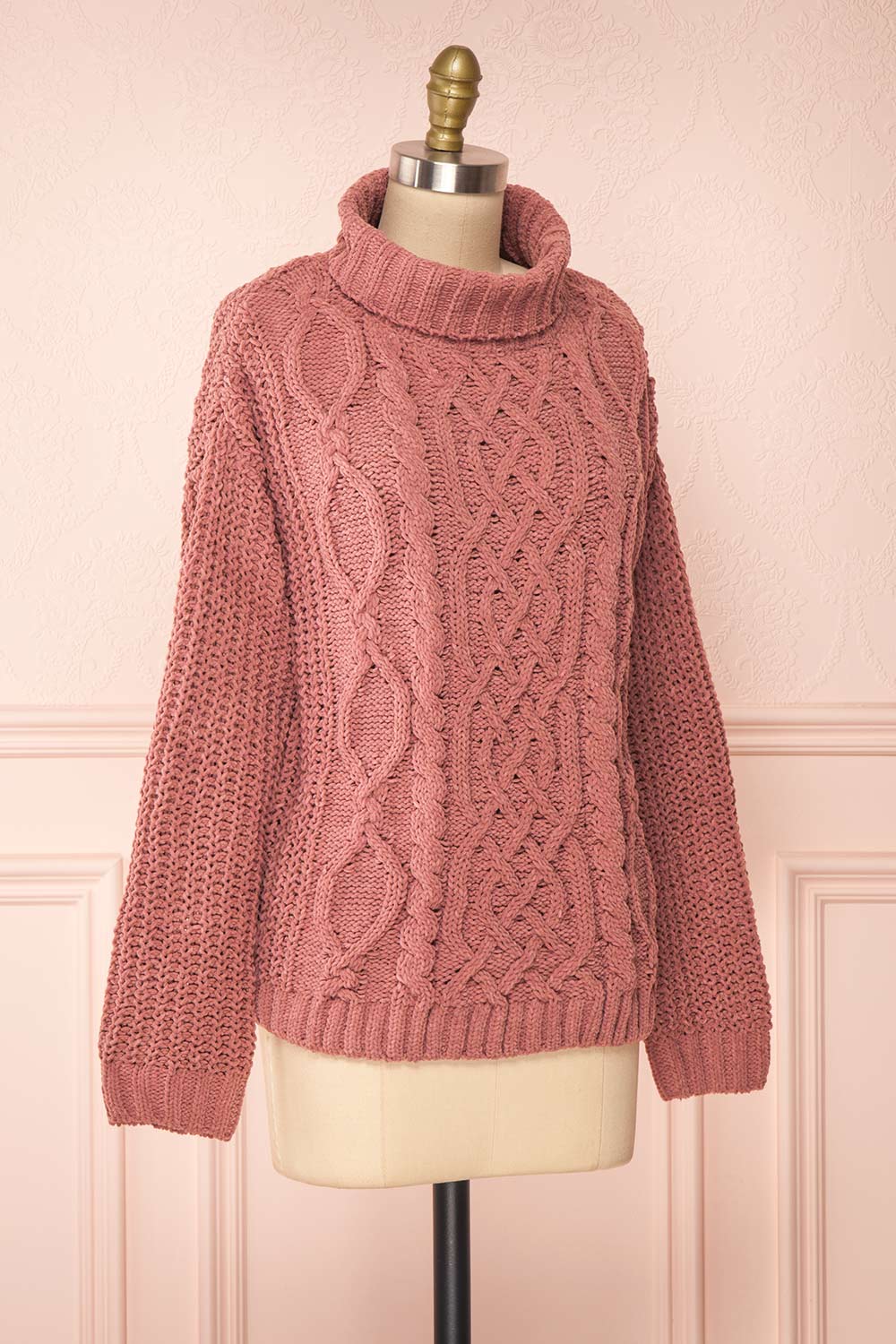 Irma Pink Turtleneck Knit Sweater | La petite garçonne side view