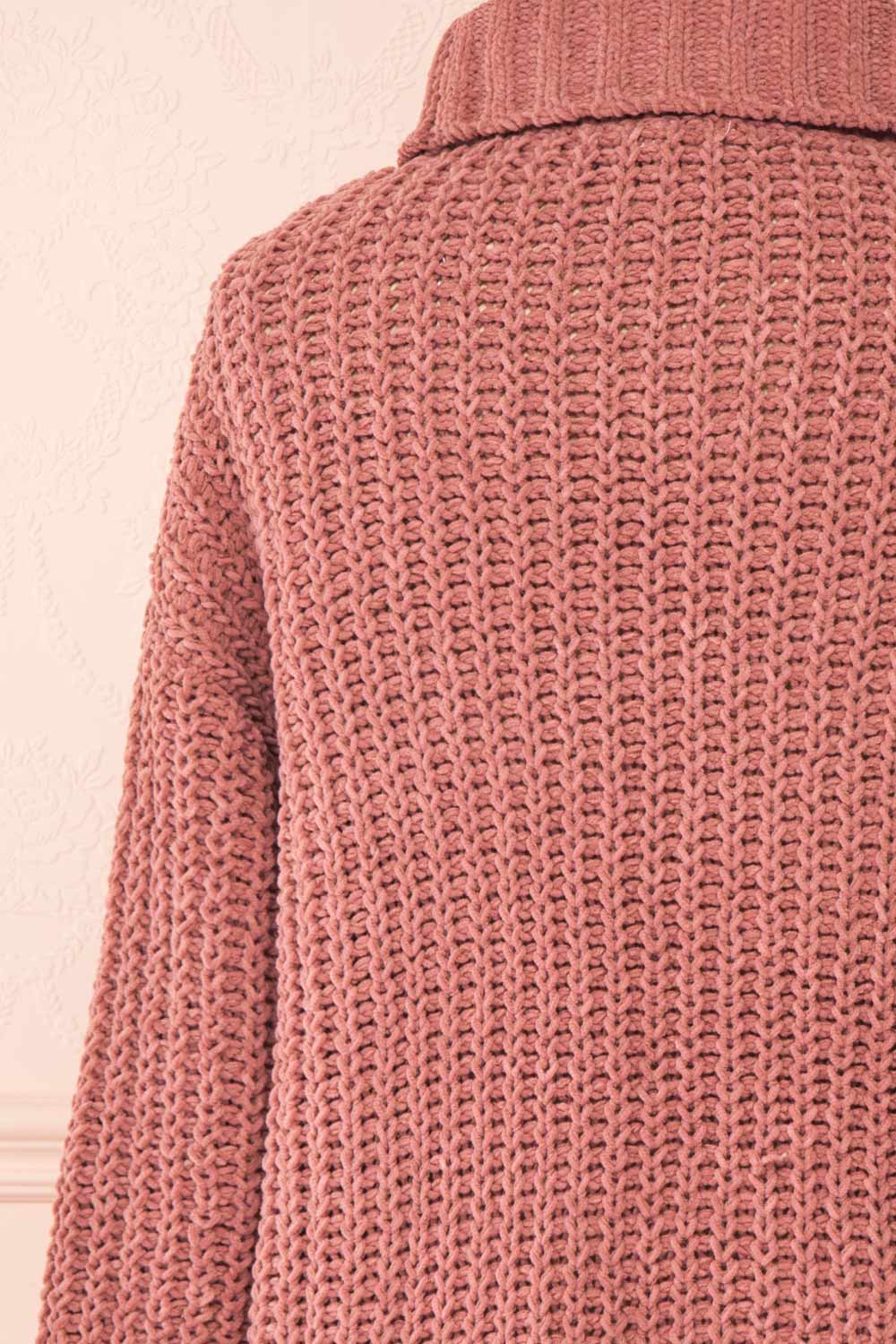 Irma Pink Turtleneck Knit Sweater | La petite garçonne back close-up
