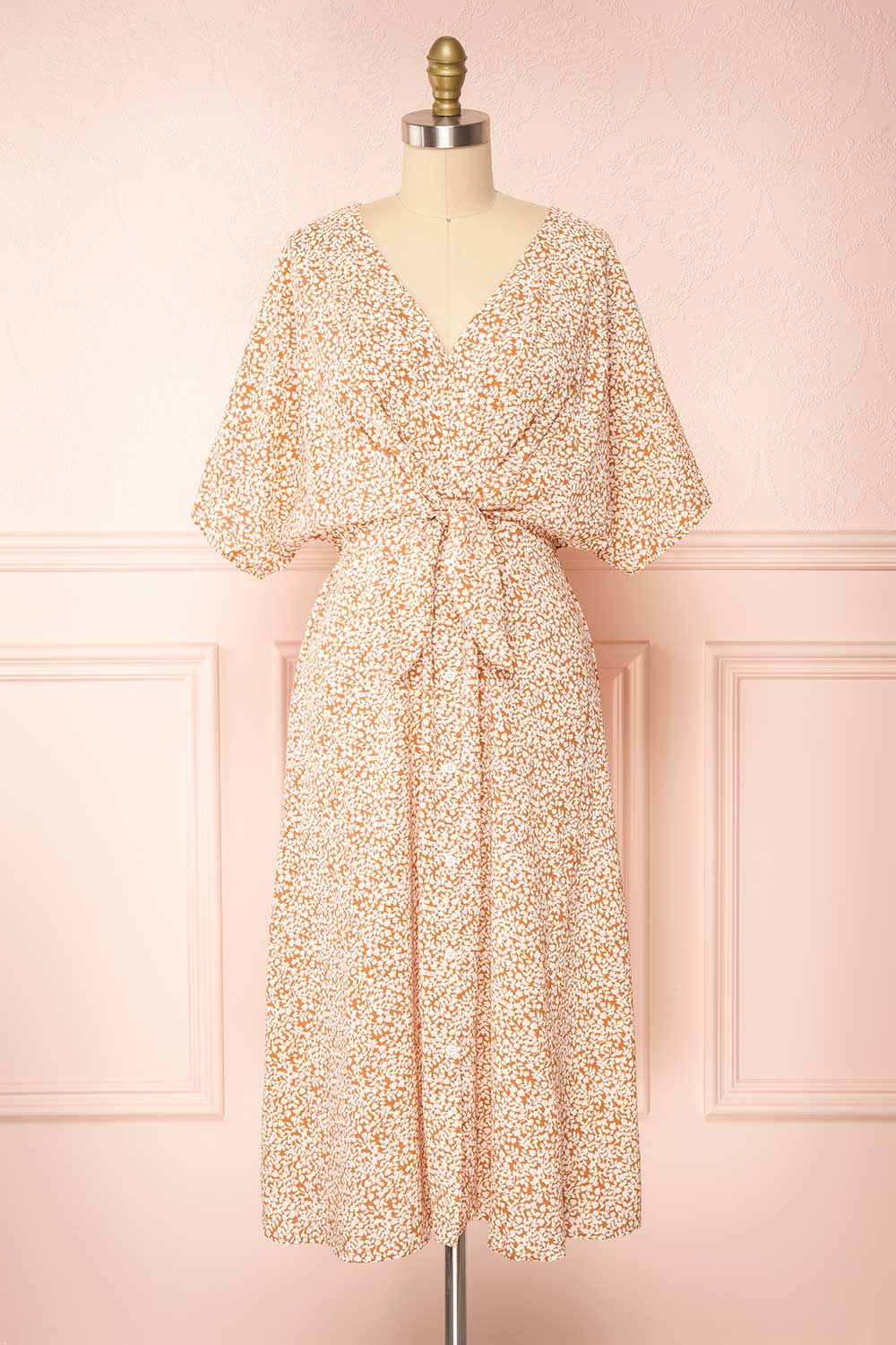 Irmy Floral Print Short Sleeve Midi Dress | Boutique 1861 front view