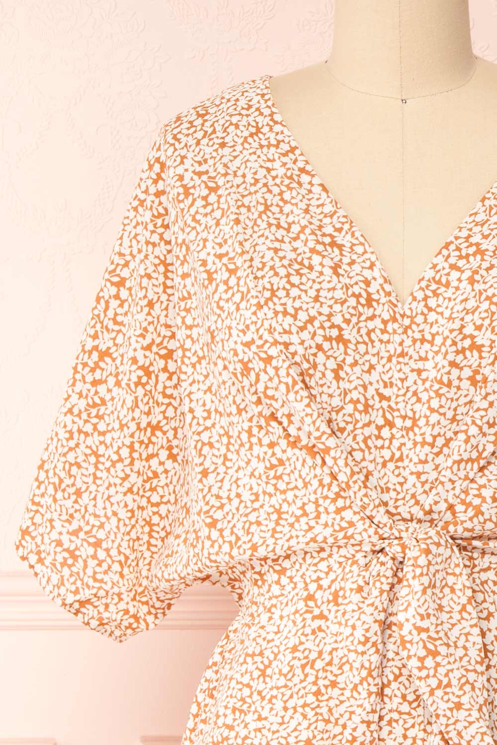 Irmy Floral Print Short Sleeve Midi Dress | Boutique 1861 front close-up