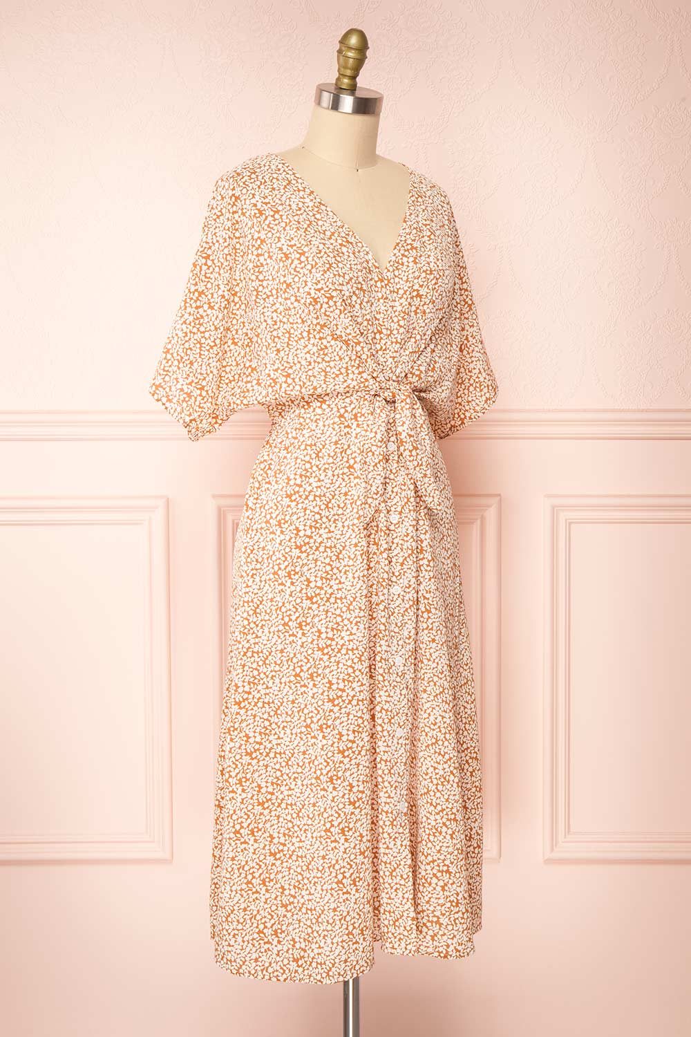 Irmy Floral Print Short Sleeve Midi Dress | Boutique 1861 side view