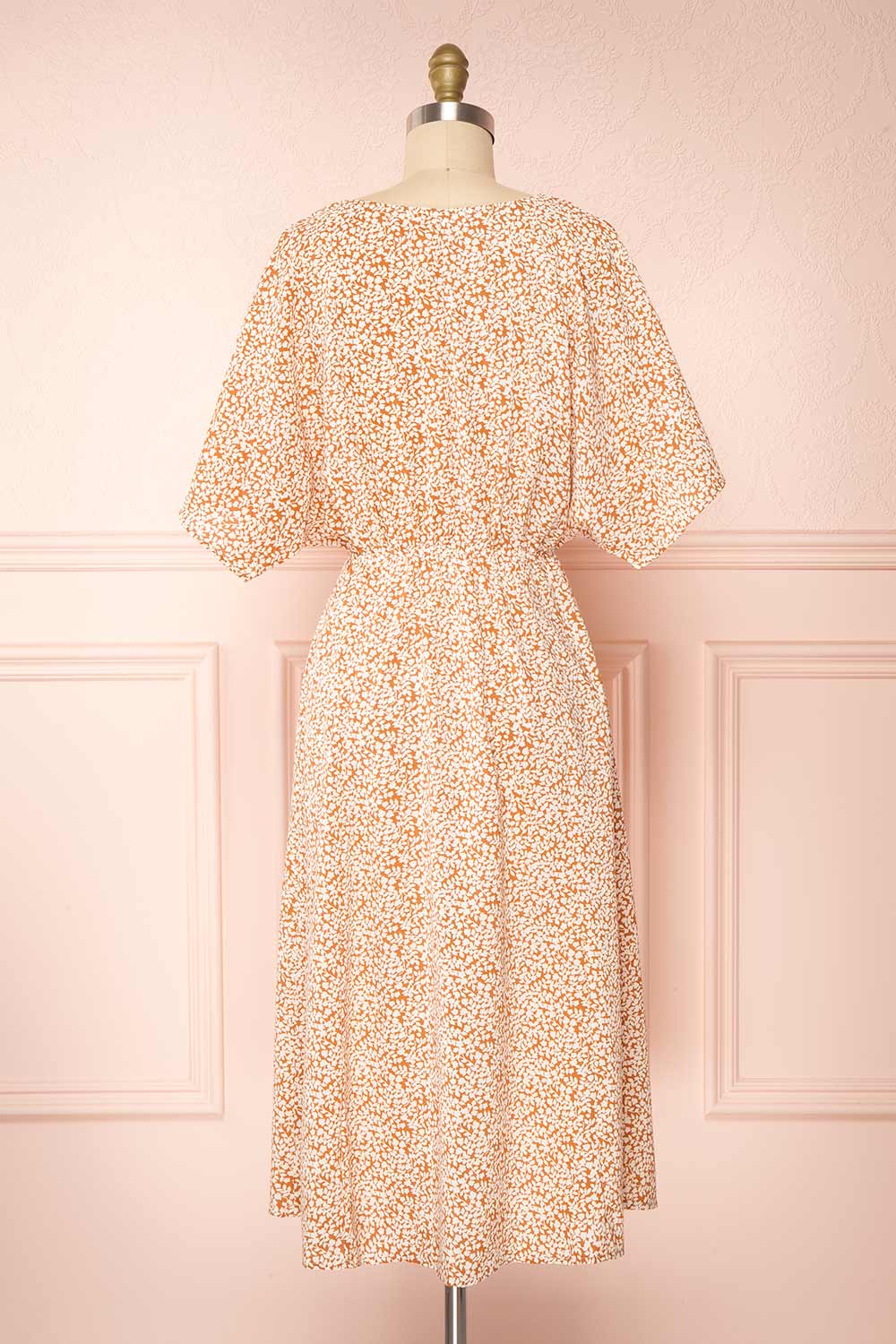 Irmy Floral Print Short Sleeve Midi Dress | Boutique 1861 back view