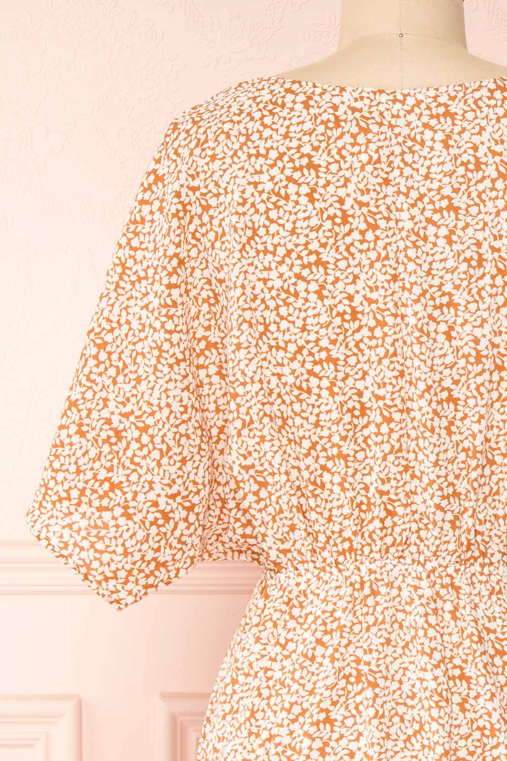 Irmy Floral Print Short Sleeve Midi Dress | Boutique 1861 back close-up