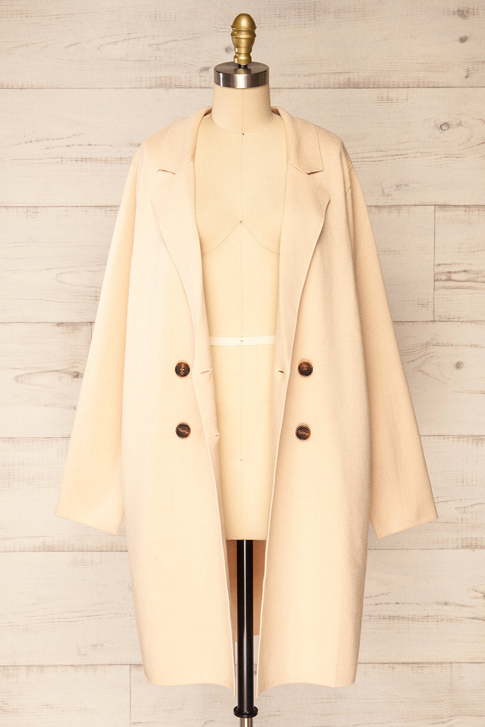 Irun Beige Long Knit Cardigan | La petite garçonne open view