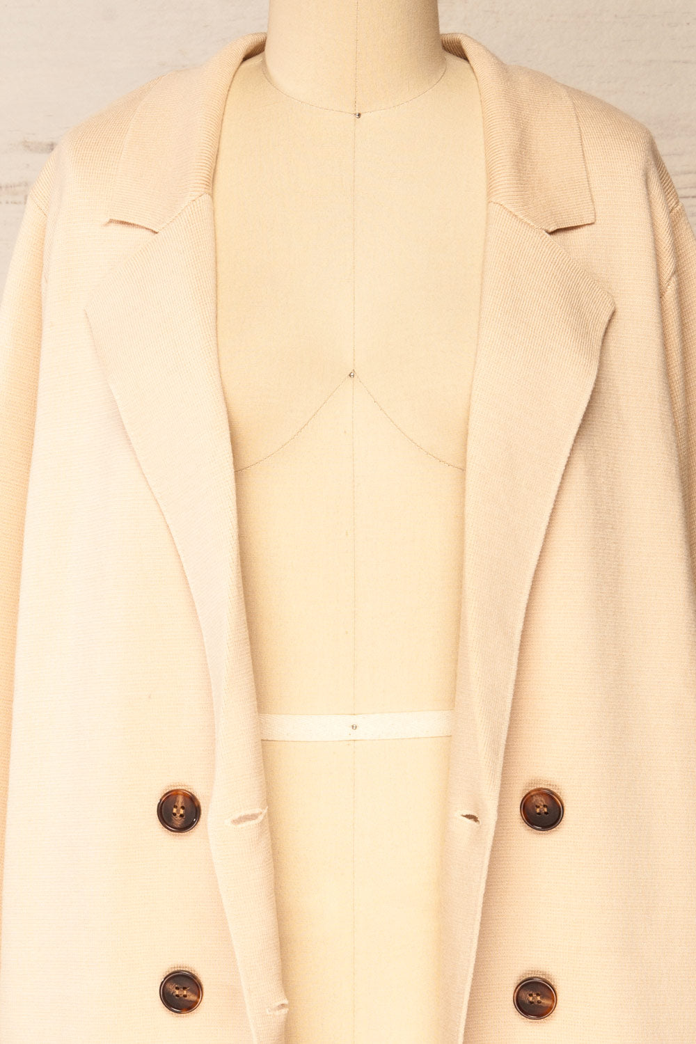 Irun Beige Long Knit Cardigan | La petite garçonne open close-up
