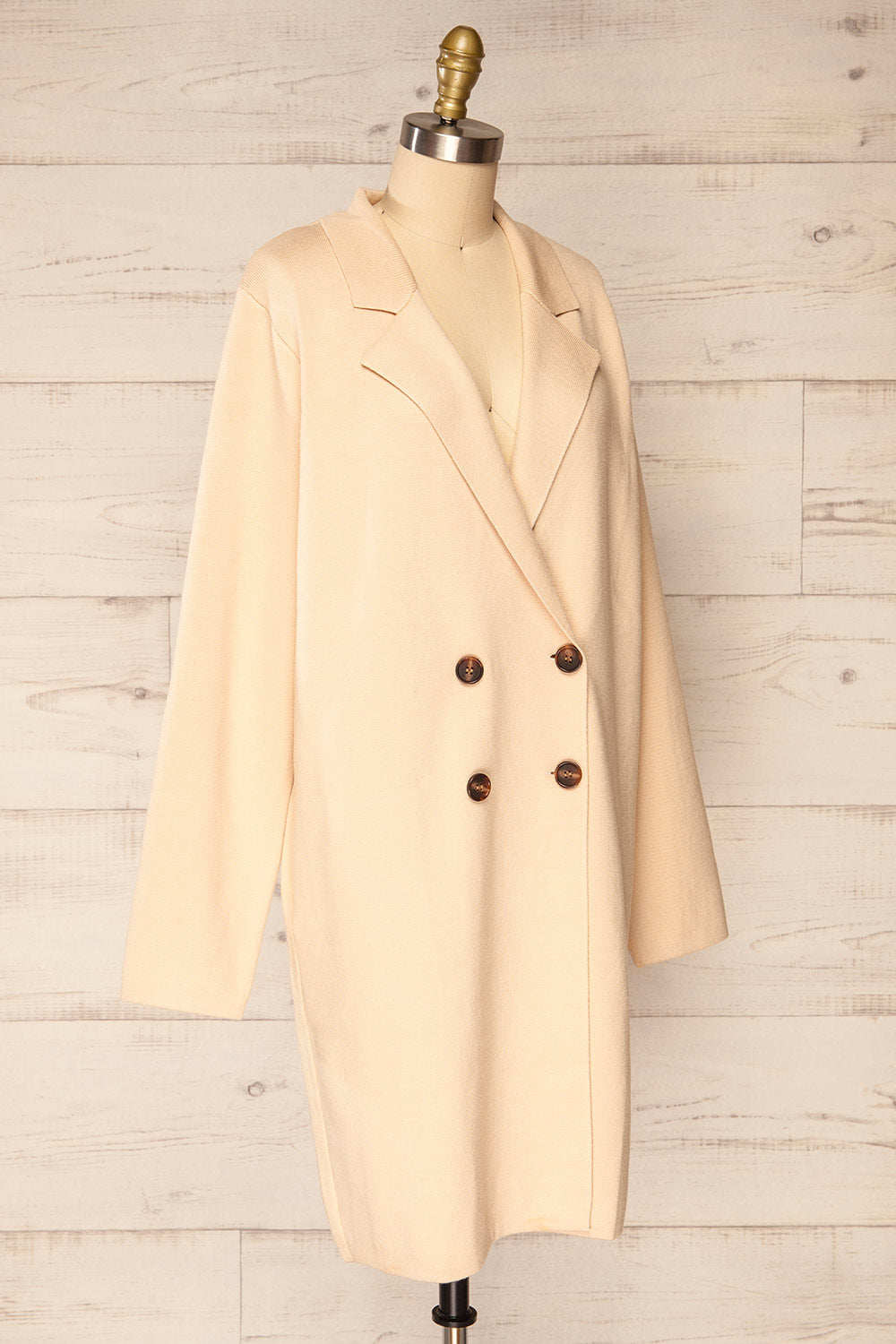 Irun Beige Long Knit Cardigan | La petite garçonne side view