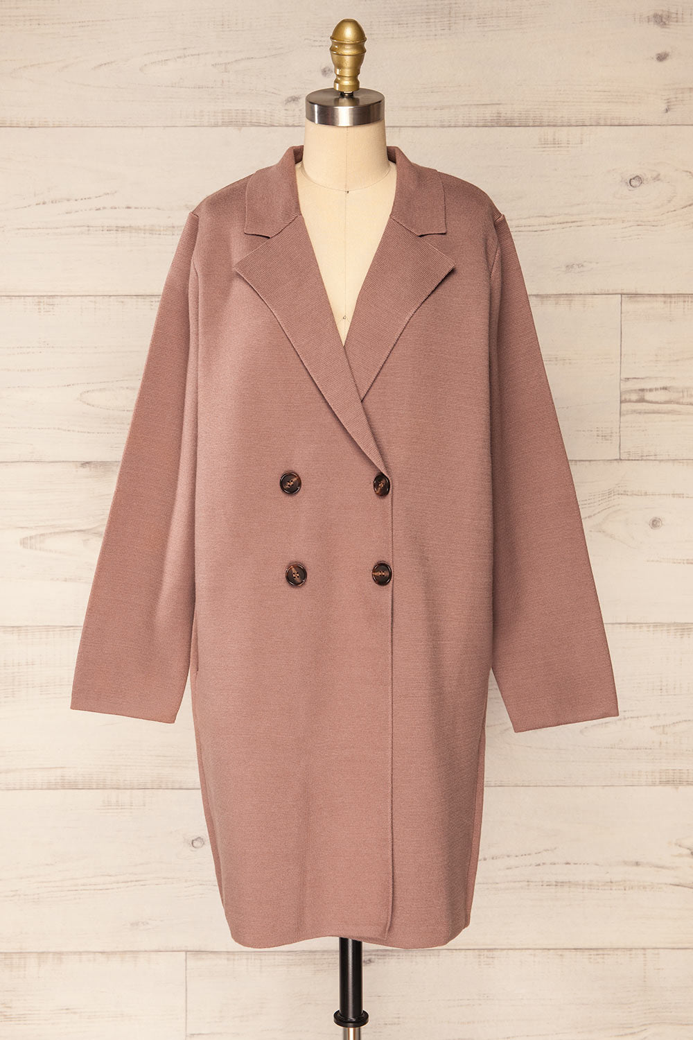 Irun Taupe Long Knit Cardigan | La petite garçonne front view