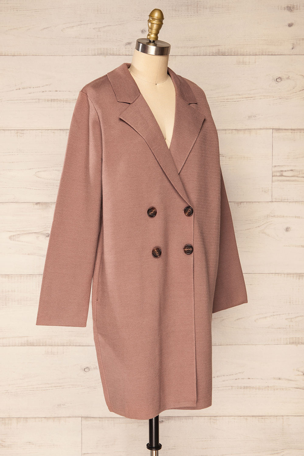 Irun Taupe Long Knit Cardigan | La petite garçonne side view