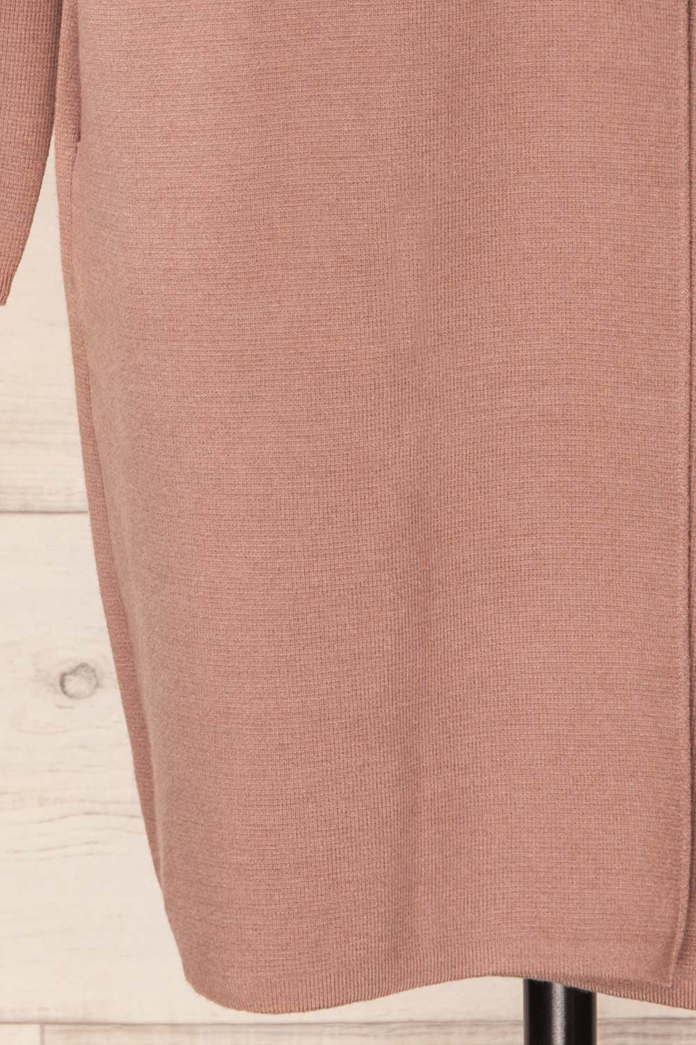 Irun Taupe Long Knit Cardigan | La petite garçonne back close-up
