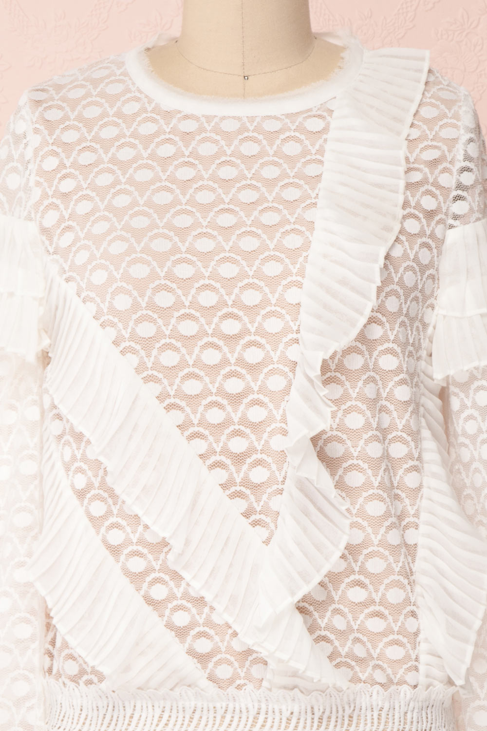 Istus Day White Lace Blouse with Pleated Ruffles | Boutique 1861 2