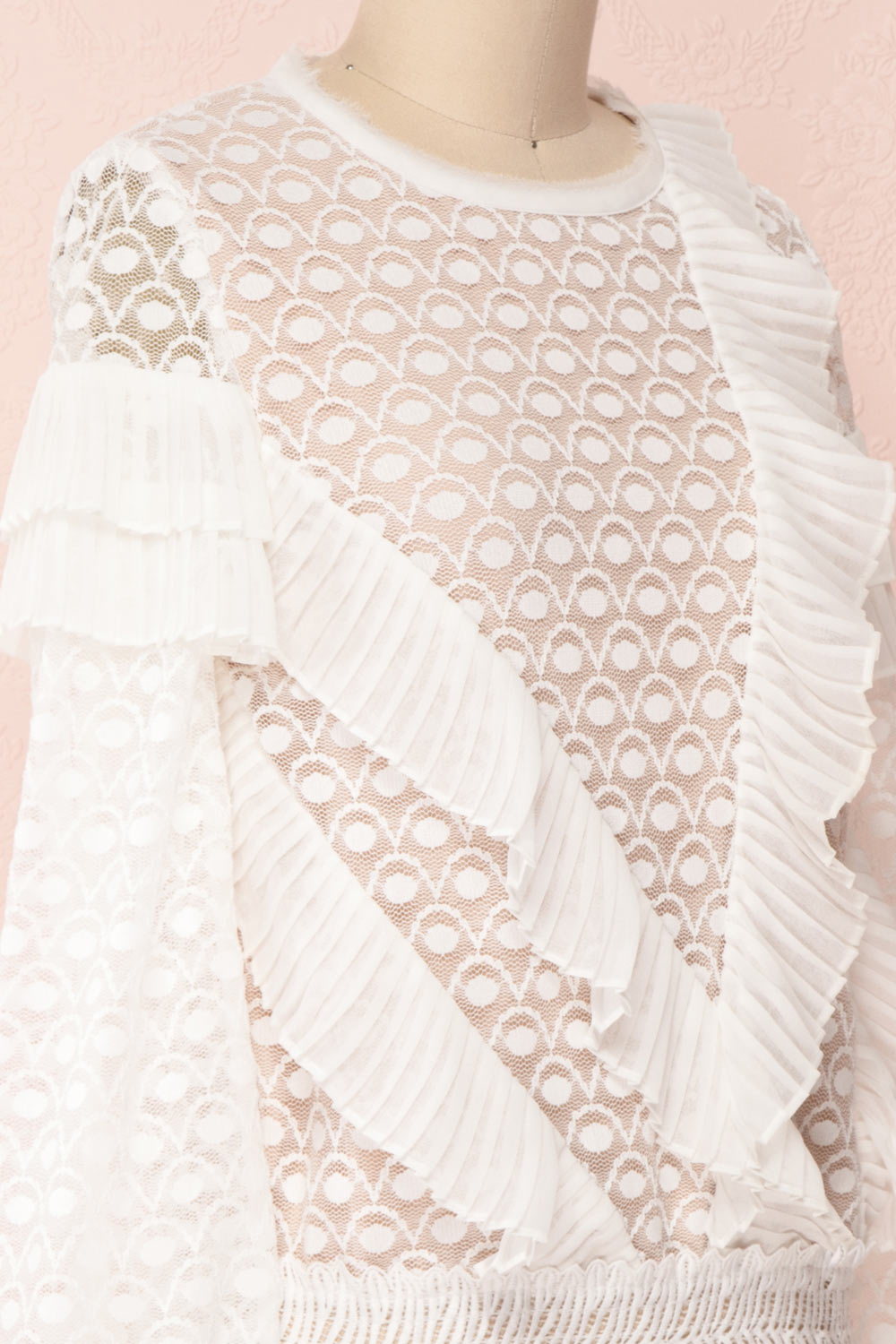 Istus Day White Lace Blouse with Pleated Ruffles | Boutique 1861 4