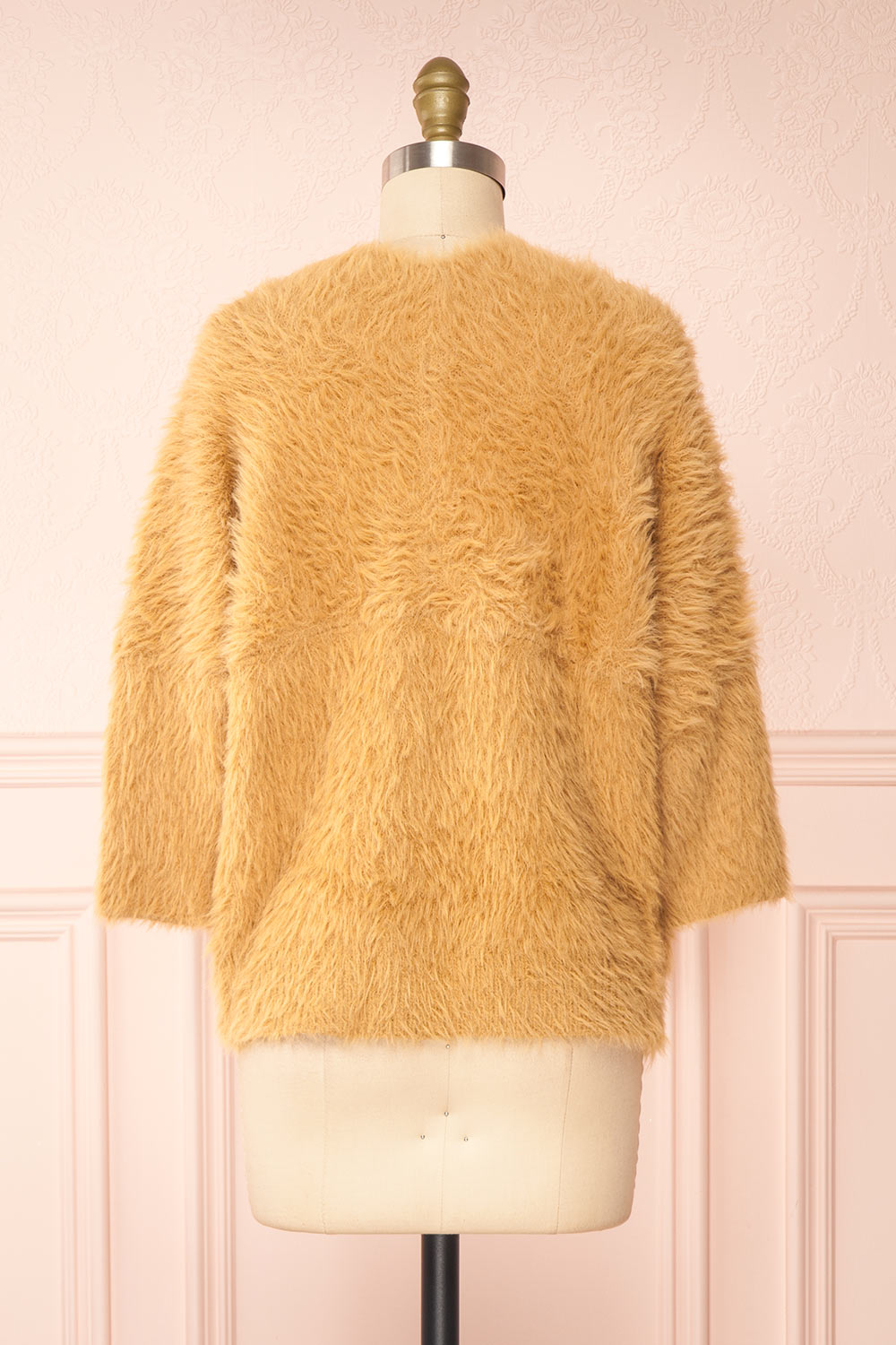 Itzel Beige Fuzzy Open Cardigan w/ Pockets | Boutique 1861 back view