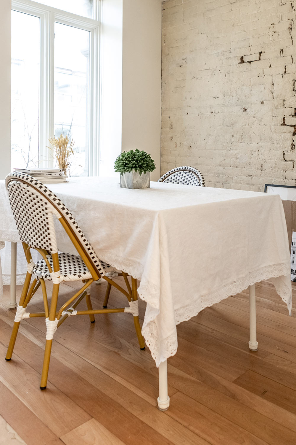 Jacquard Tablecloth Ivory w Crochet Lace Trim | Boutique 1861 2