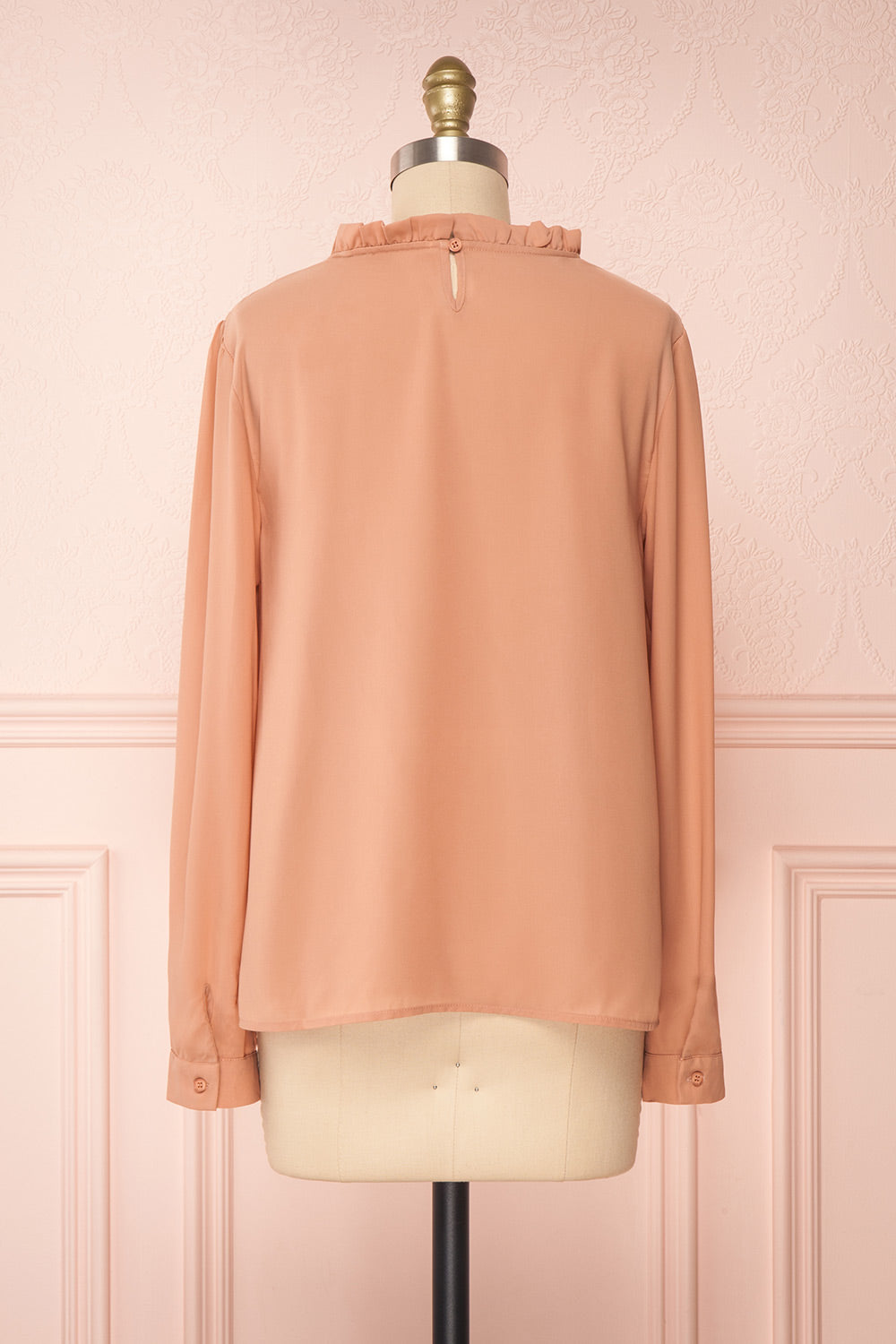 Jailene Blush Pink Chiffon Blouse with Pearls back view | Boutique 1861