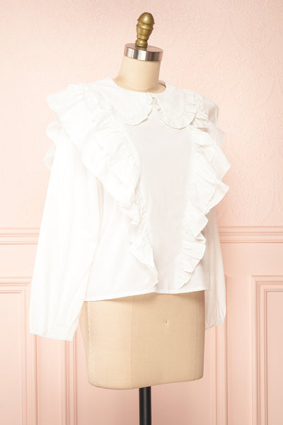 Janelle Peter Pan Collar Blouse w/ Ruffles | Boutique 1861 side view