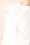 Janelle Peter Pan Collar Blouse w/ Ruffles | Boutique 1861 side close-up