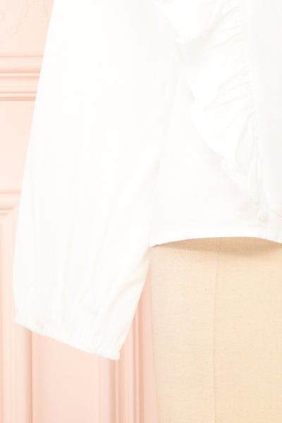 Janelle Peter Pan Collar Blouse w/ Ruffles | Boutique 1861  sleeve