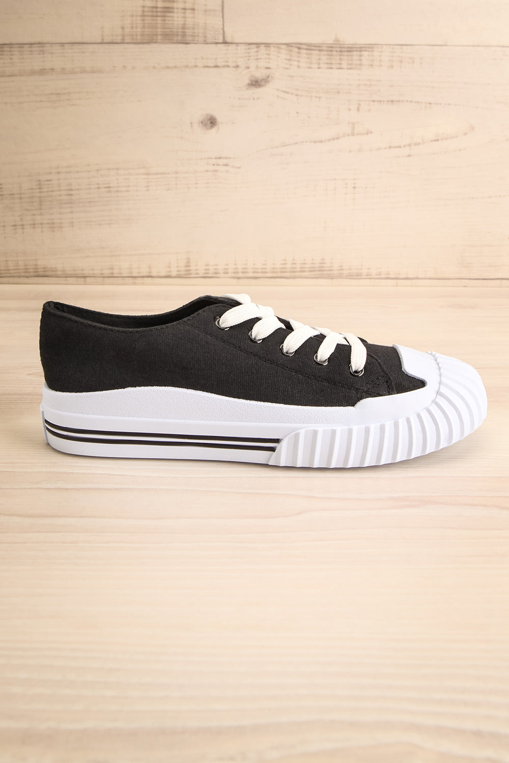 Jappy Black Canvas Lace-Up Sneakers | La petite garçonne side view