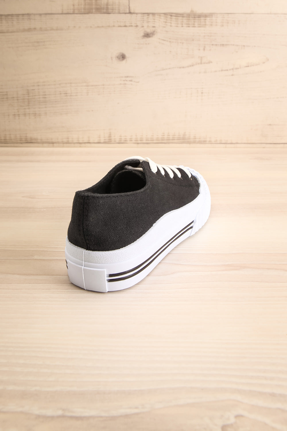 Jappy Black Canvas Lace-Up Sneakers | La petite garçonne back view