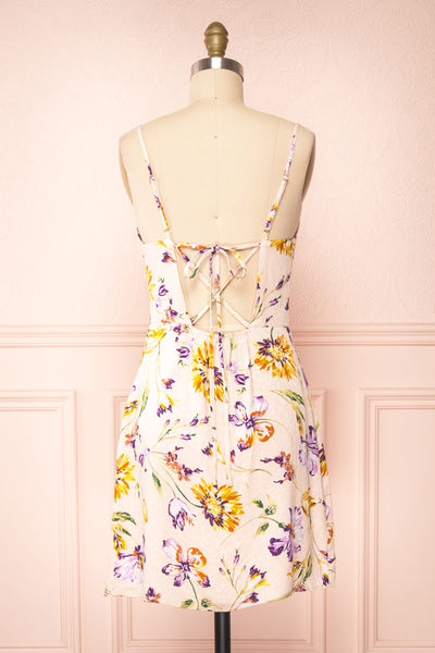 Jemima Short Floral Dress w/ Cowl Neck | Boutique 1861back view