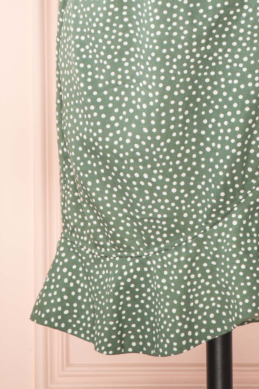 Jenny Green Polka-Dot Wrap Dress w/ Ruffles | Boutique 1861 bottom