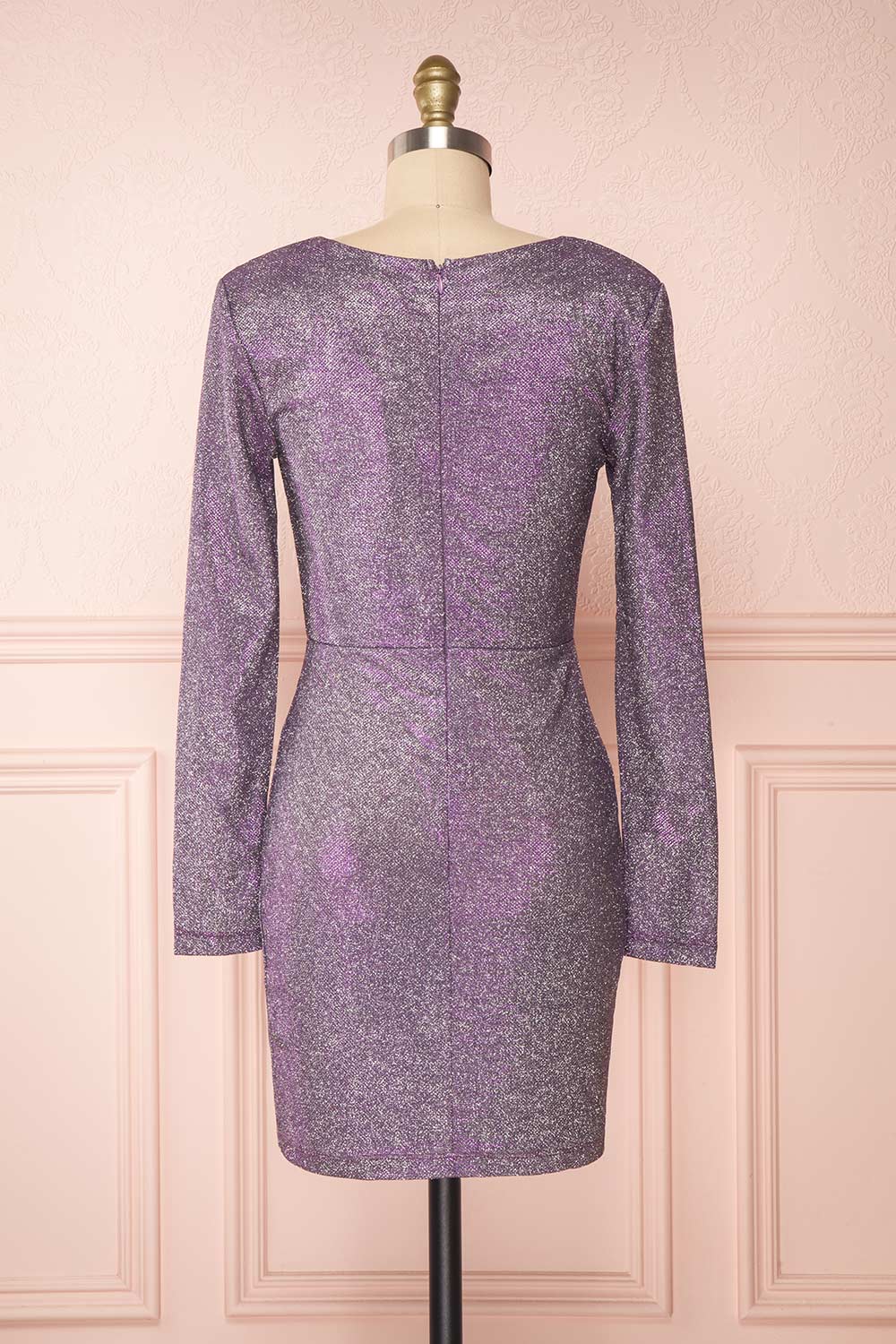 Jeziorany Purple Glittery Dress | Robe Mauve back view | Boutique 1861