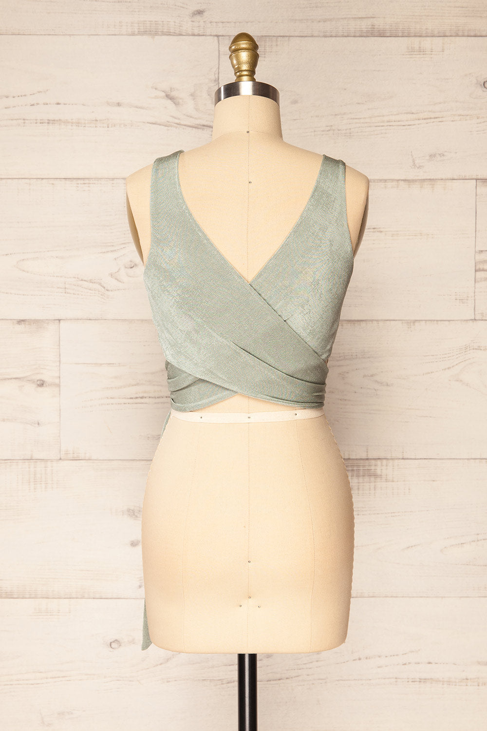 Jhoye Sage Shimmery Midi Dress w/ Removable Top | La petite garçonne back top