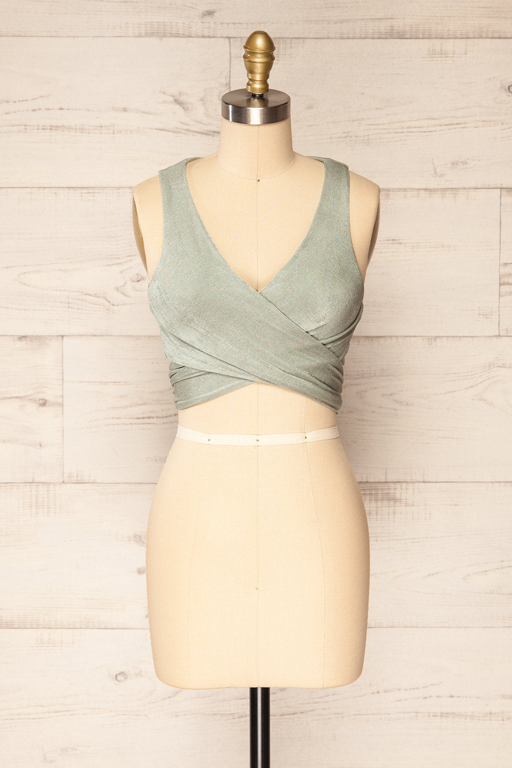 Jhoye Sage Shimmery Midi Dress w/ Removable Top | La petite garçonne top second front