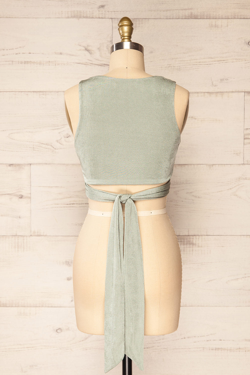 Jhoye Sage Shimmery Midi Dress w/ Removable Top | La petite garçonne top second back