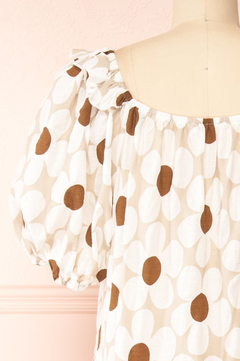 Jhune Floral Midi Dress w/ Short Puff Sleeves | Boutique 1861 back close-up