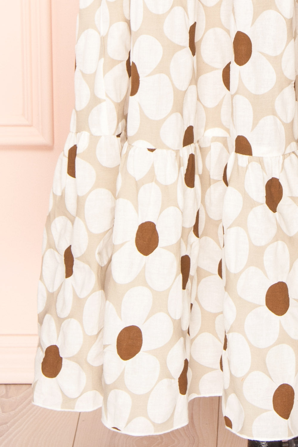 Jhune Floral Midi Dress w/ Short Puff Sleeves | Boutique 1861 bottom