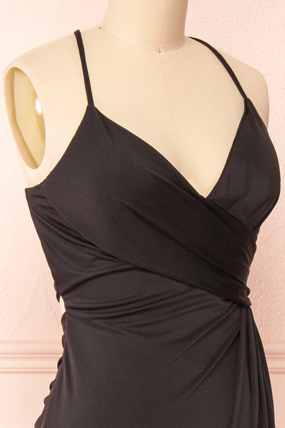 Jihyo Black Mermaid Maxi Dress w/ Laced-Back | Boutique 1861 side close-up