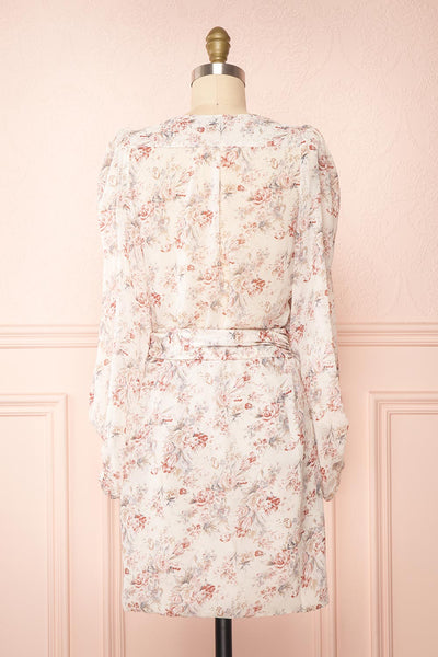 Jocaste Floral Wrap Dress w/ Long Sleeves | Boutique 1861 back view