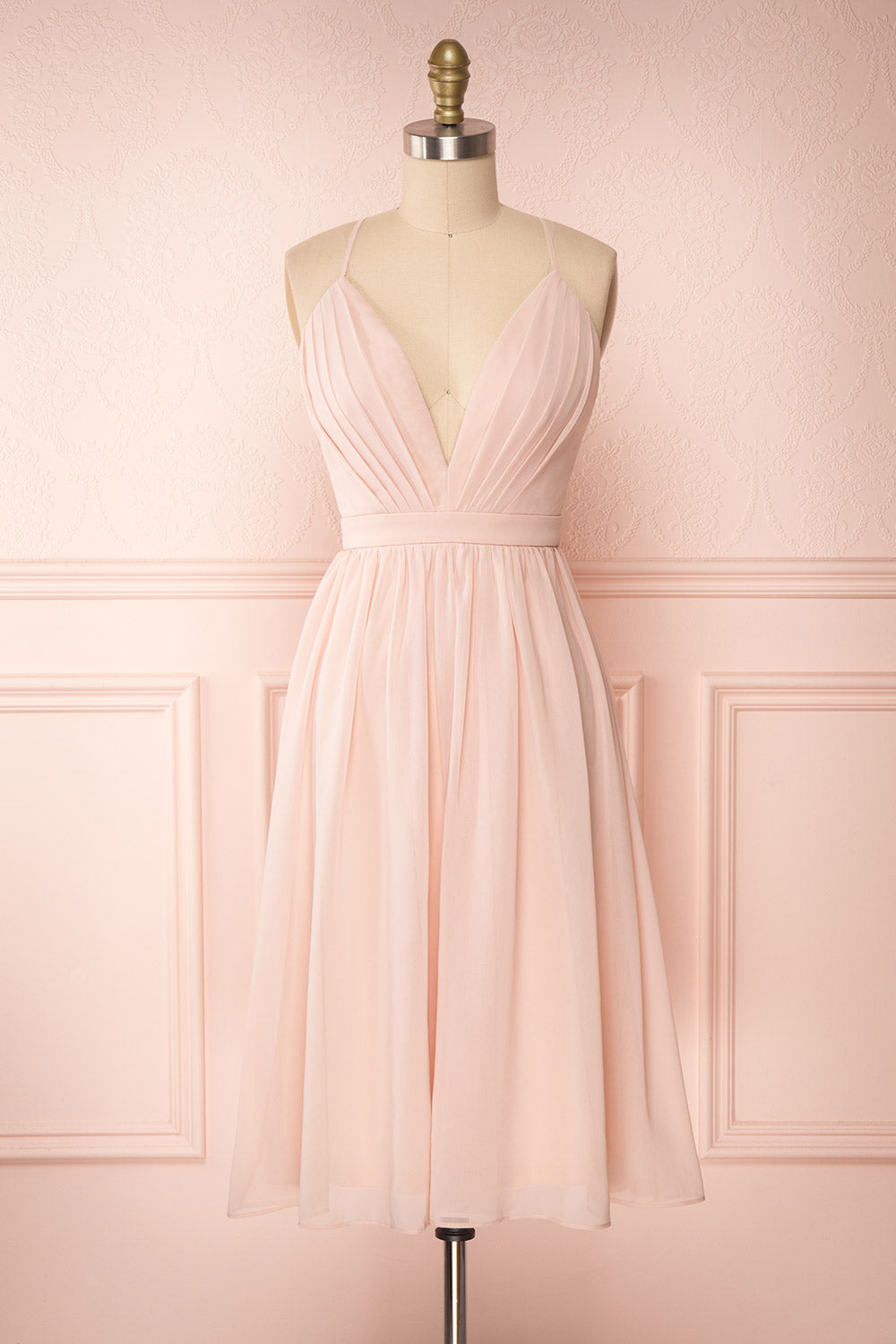 Joelle Blush Chiffon Cocktail Dress | Robe | Boutique 1861 front view