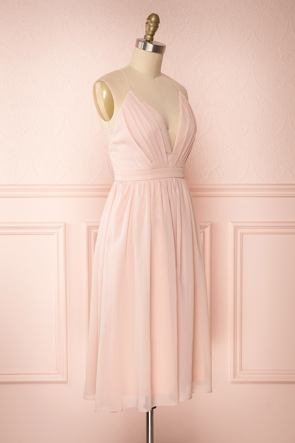 Joelle Blush Chiffon Cocktail Dress | Robe | Boutique 1861 side view