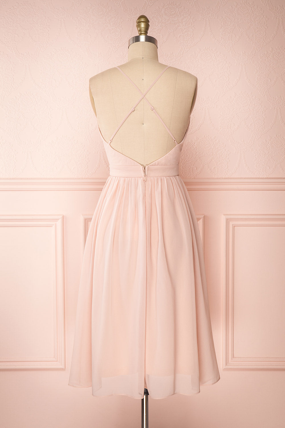 Joelle Blush Chiffon Cocktail Dress | Robe | Boutique 1861 back view