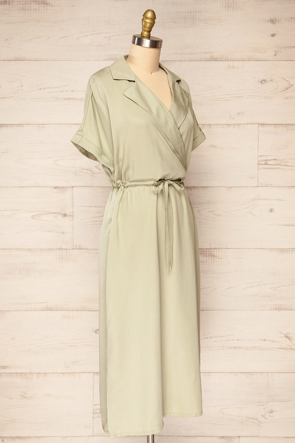 Johanna Sage Midi Dress w/ Drawstring | La petite garçonne side view