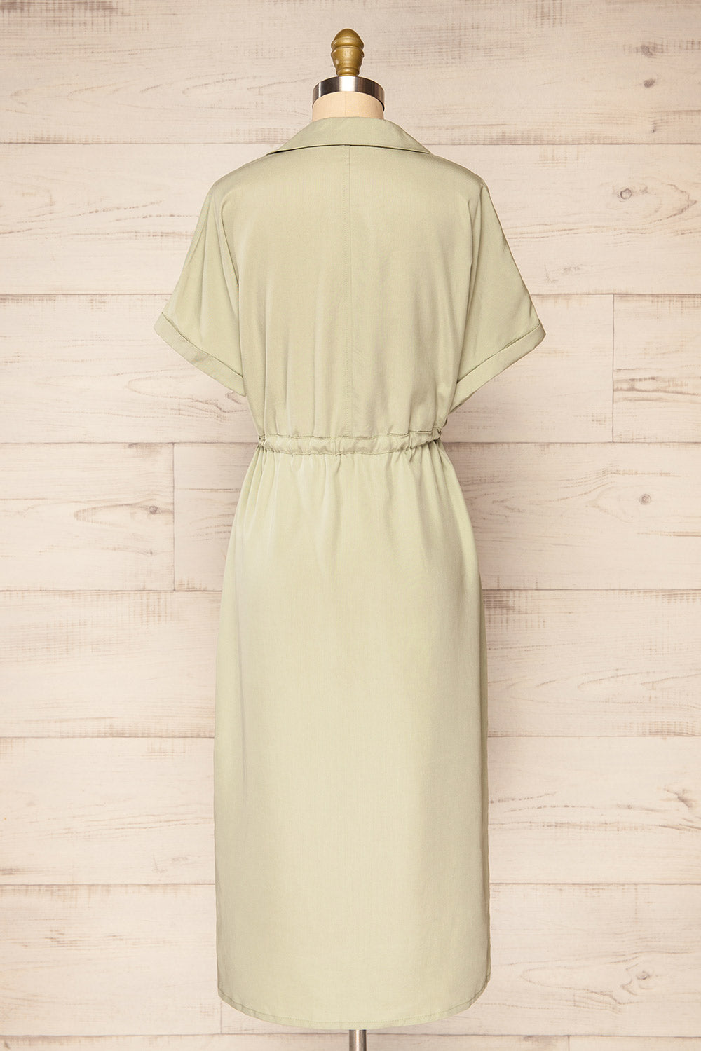 Johanna Sage Midi Dress w/ Drawstring | La petite garçonne back view