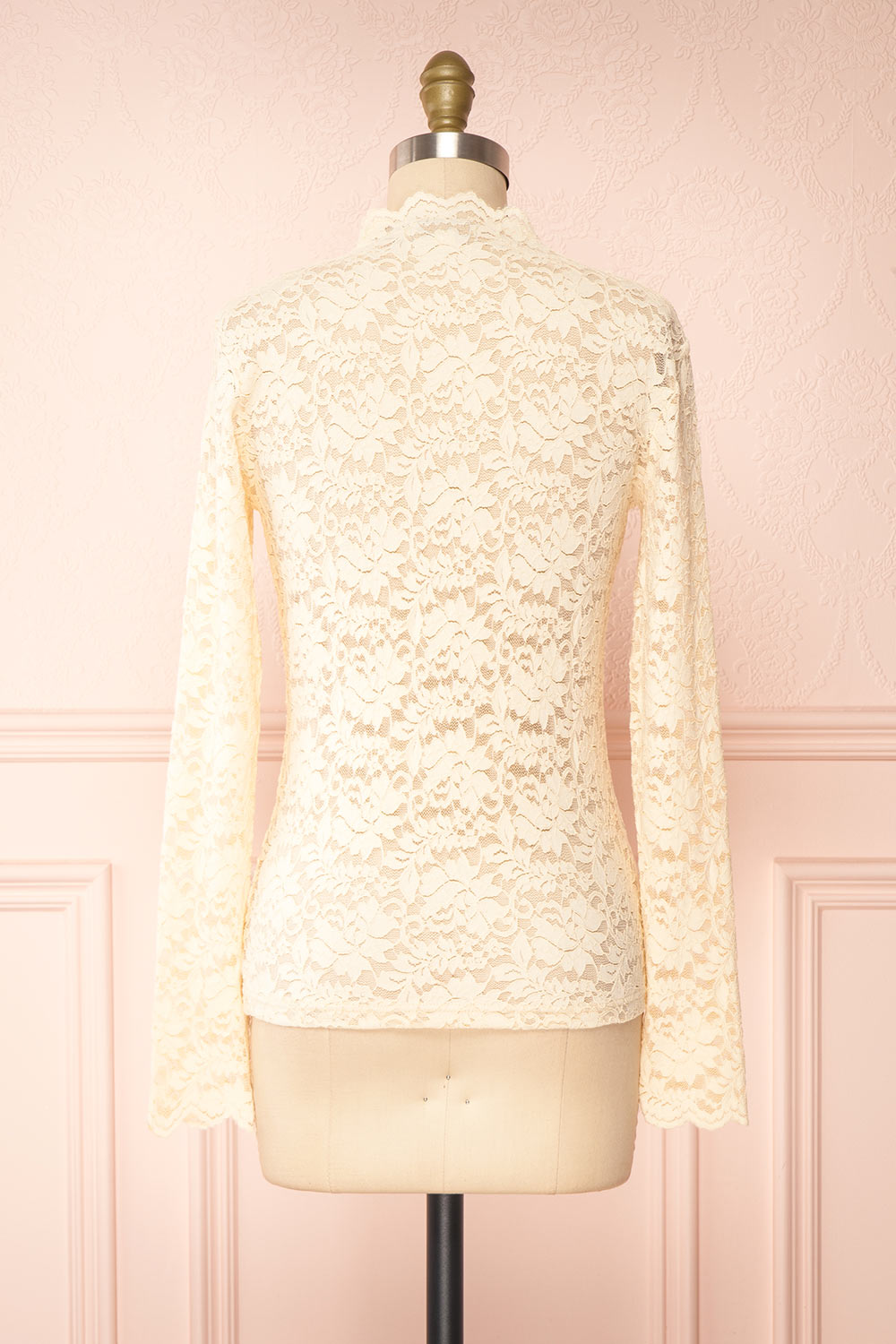 Jokla Cream Lace Mock Neck Top | Boutique 1861 back view
