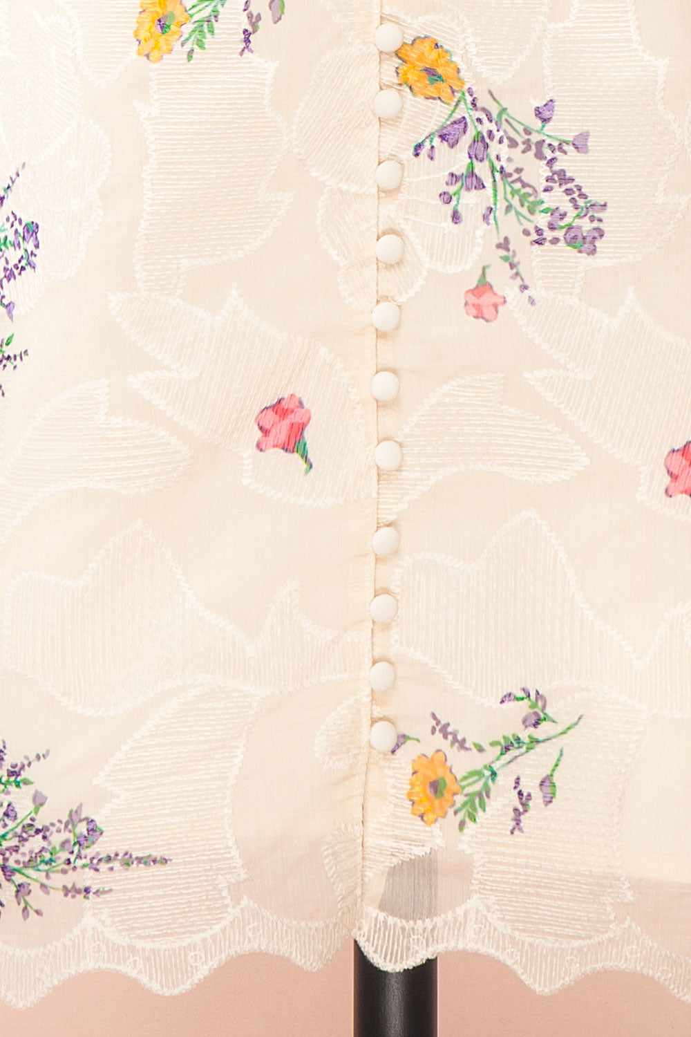 Jolyne Beige Floral Buttonned Midi Dress | Boutique 1861 fabric