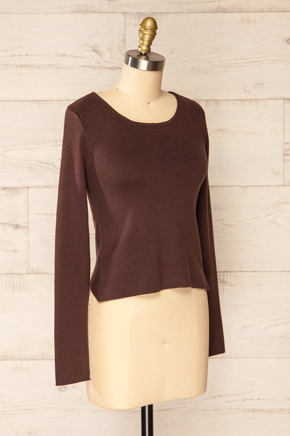 Jorden Brown Long Sleeve Crossed Back Top | La Petite Garçonne side view